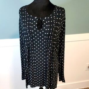 J. Jill Wearever Collection Black Daisies Floral Flowy Rayon Top 2X